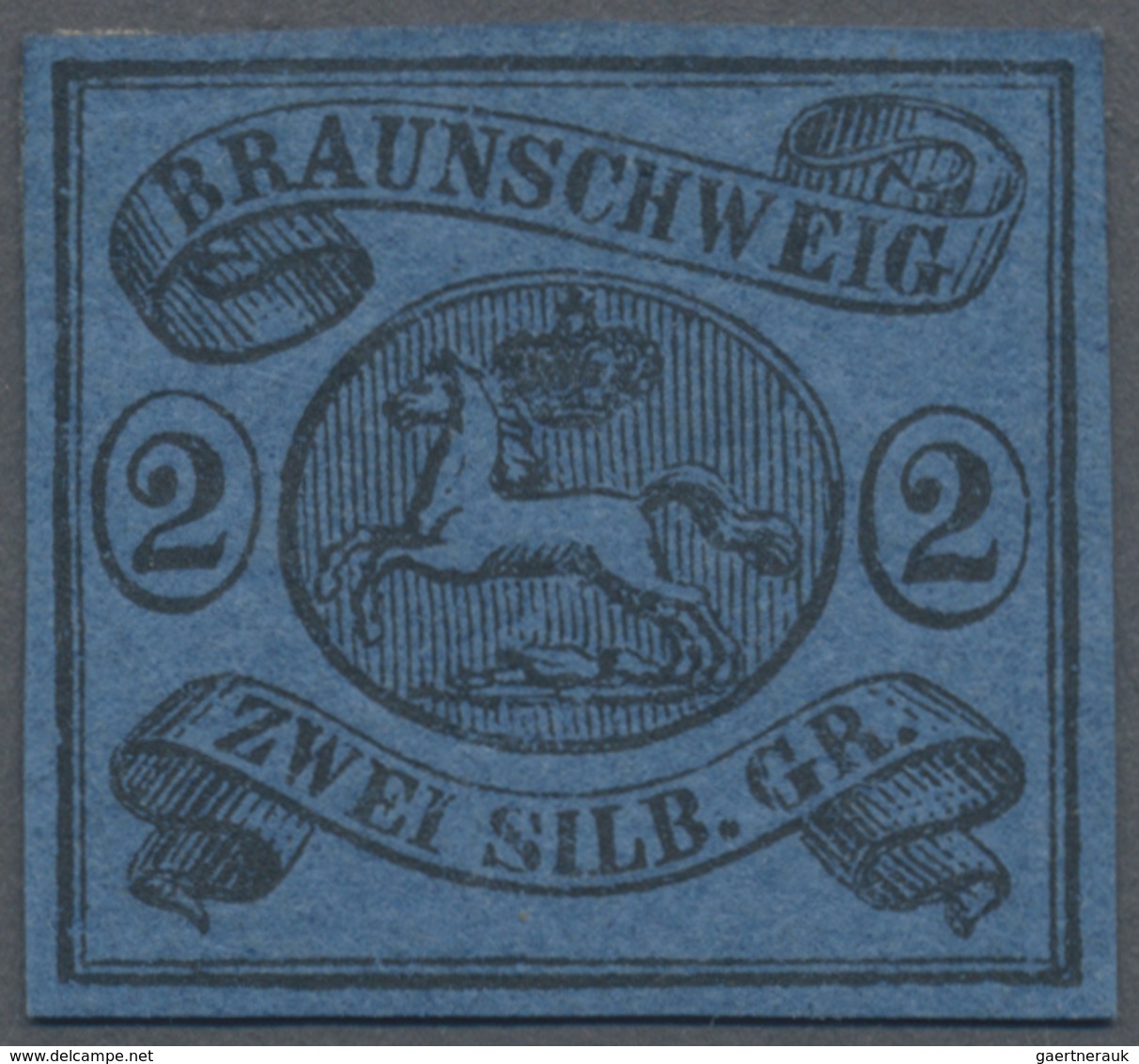 * Braunschweig - Marken Und Briefe: 1853, 2 Sgr. Schwarz Auf Blau, Ungebraucht Mit Originalgummi Und F - Brunswick