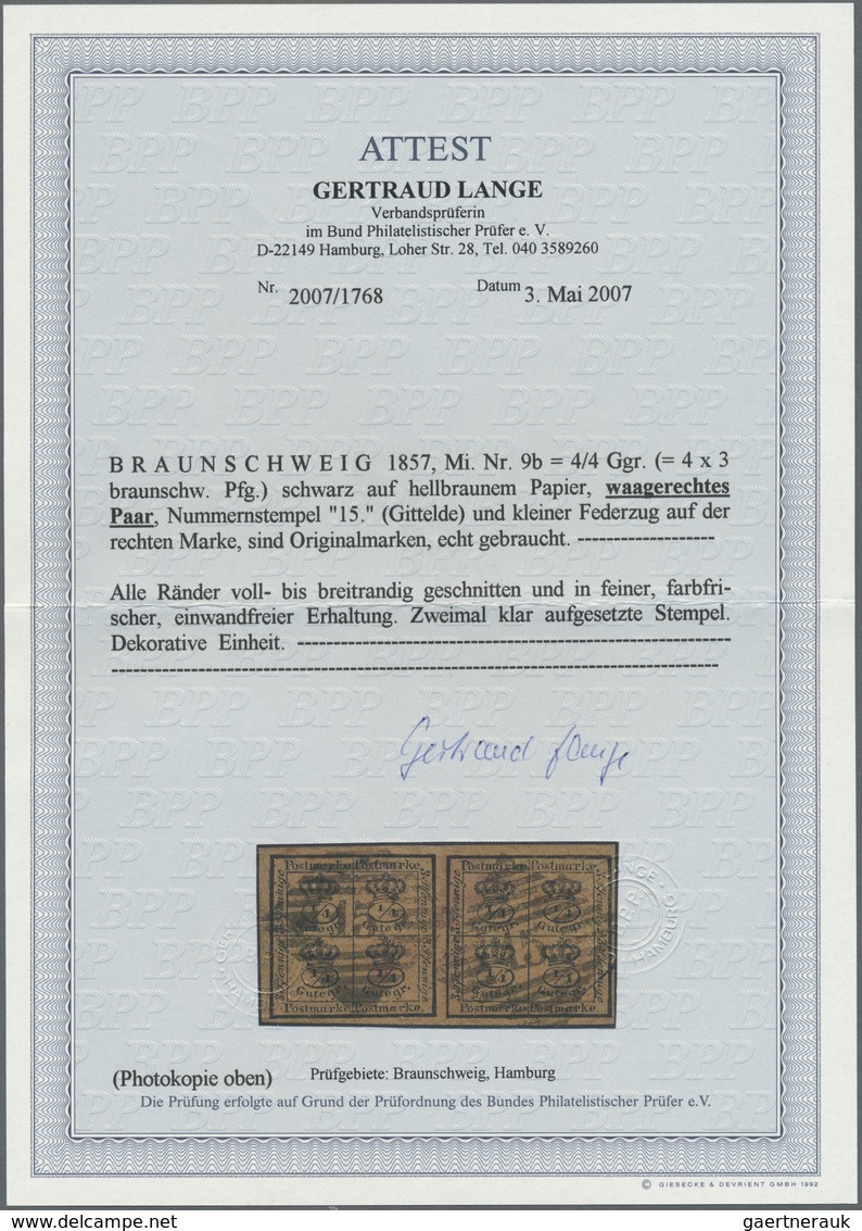 O Braunschweig - Marken Und Briefe: 1857, 4/4 Ggr. Schwarz Auf Gelbbraunem Papier, Allseits Voll- Bis - Braunschweig