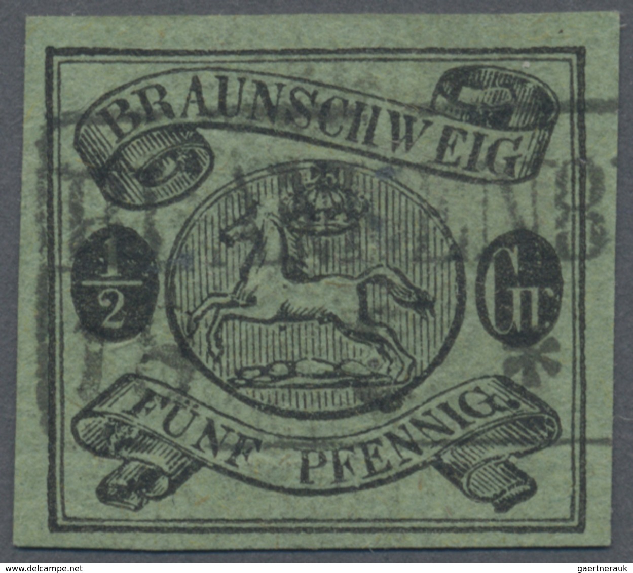 O Braunschweig - Marken Und Briefe: 1861, 1/2 Gr. Schwarz Auf Grün, Dünnes Papier, Allseits Voll- Bis - Braunschweig