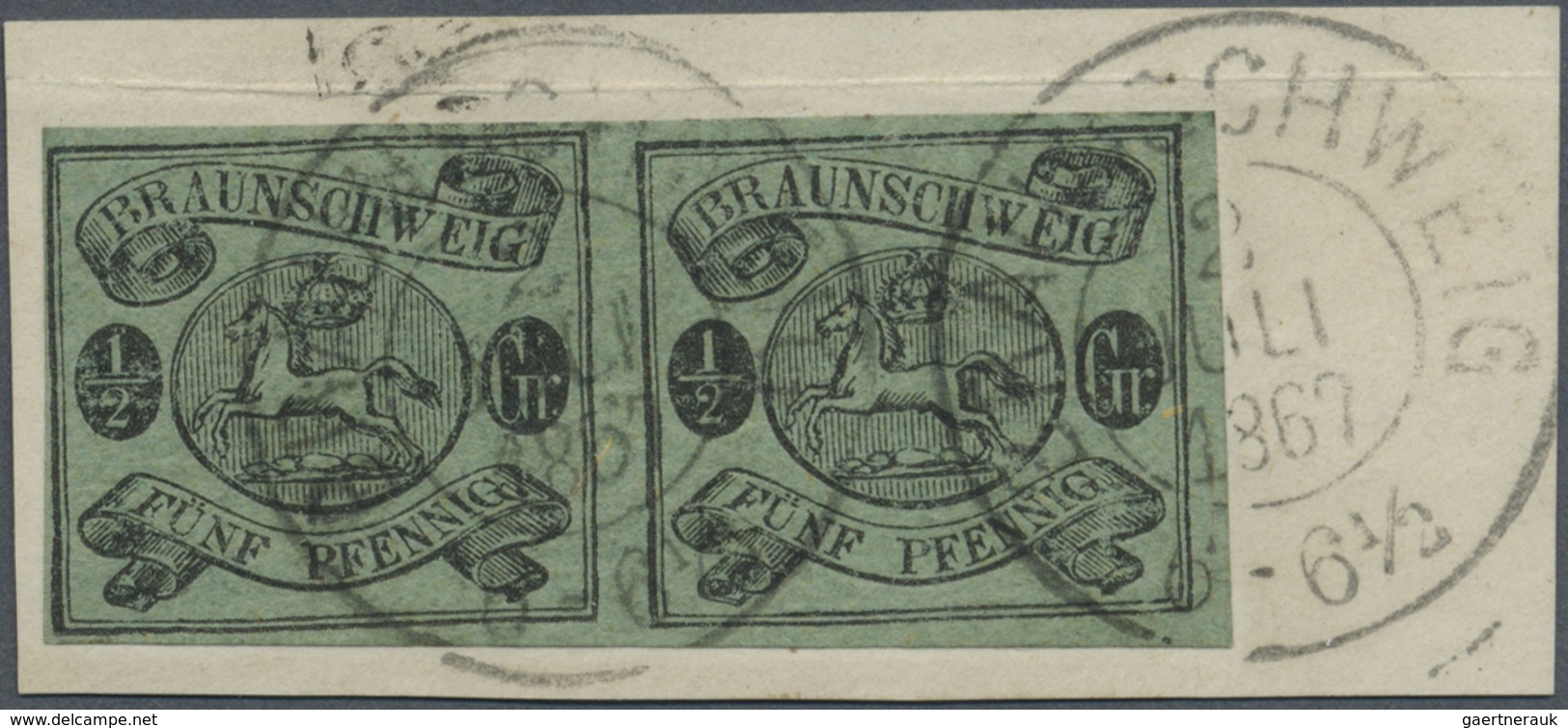 Brfst/ Braunschweig - Marken Und Briefe: 1861, ½ Gr Schwarz Auf Lebhaftgraugrün, Fast Voll- überrandiges, G - Braunschweig