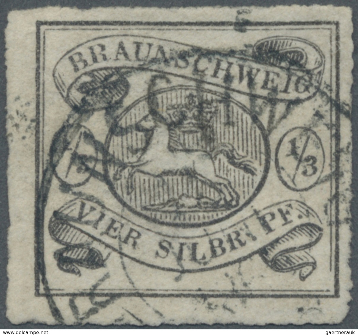 O Braunschweig - Marken Und Briefe: 1864, 1/3 Sgr. Schwarz Auf Grauweiss Mit Bogendurchstich 16, Geste - Braunschweig