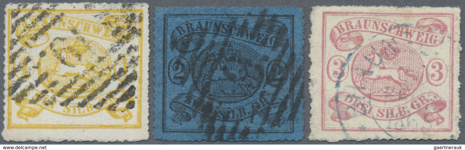O Braunschweig - Marken Und Briefe: 1864, 1 Sgr. Bis 3 Sgr. Je Mit Bogenförmigem Durchstich 16, Sauber - Braunschweig