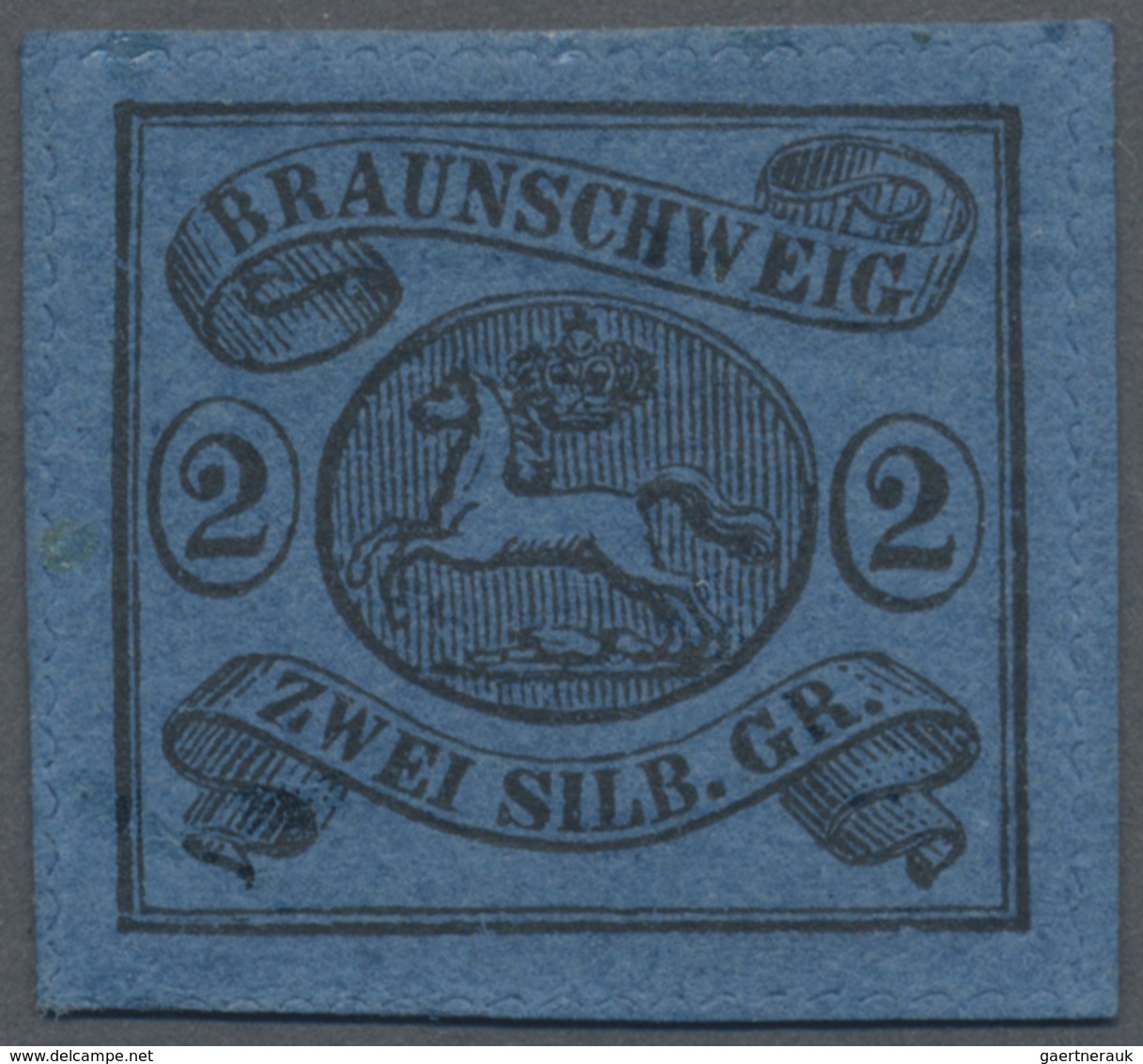 * Braunschweig - Marken Und Briefe: 1864, 2 Sgr. Schwarz Auf Dunkelblau Mit Bogenförmigem Durchstich 1 - Brunswick