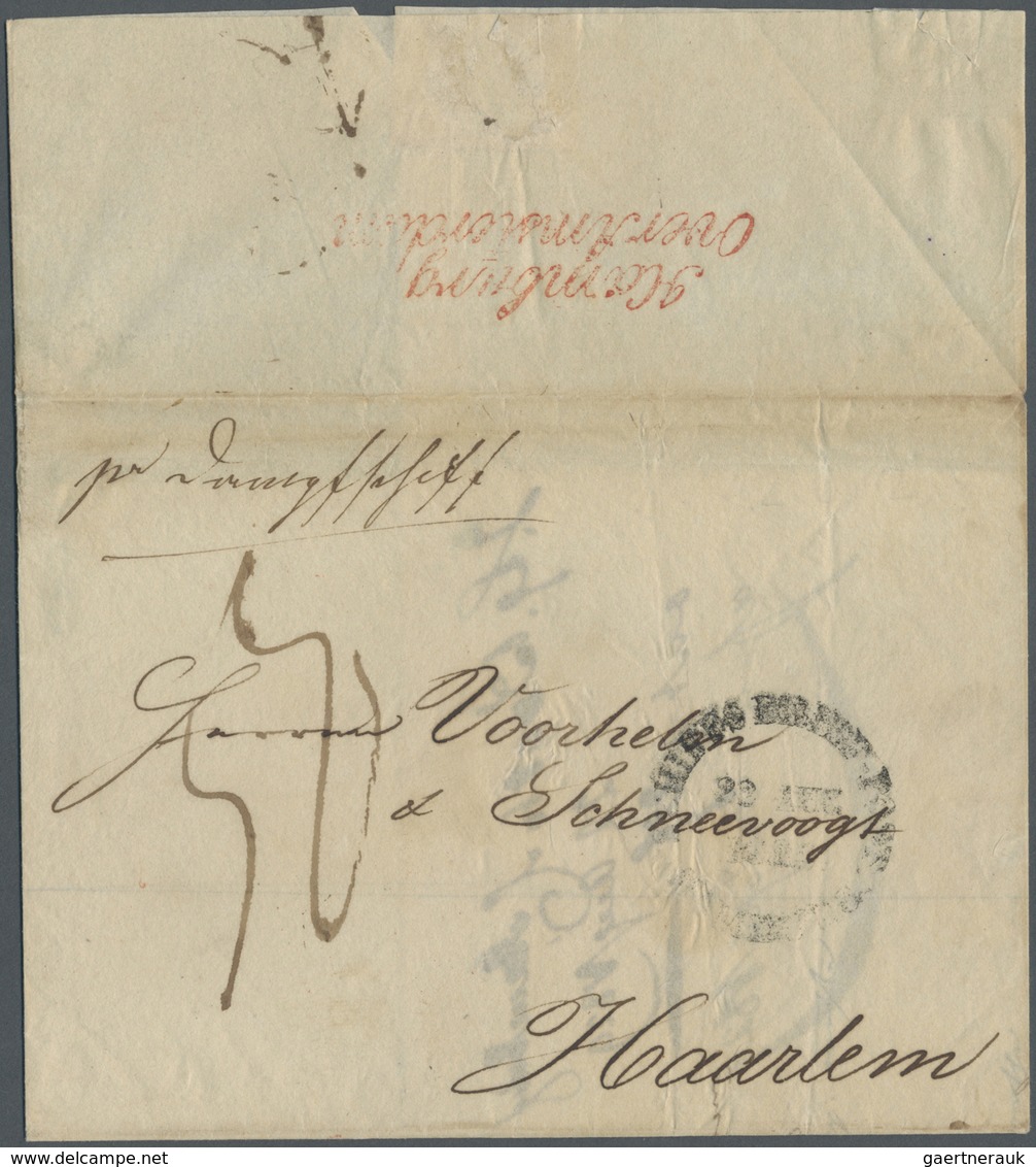 Br Hamburg - Vorphilatelie: 1829, Faltbrief Aus HAMBURG Nach Haarlem, Holland. Handschriftlicher Vermer - Prefilatelia