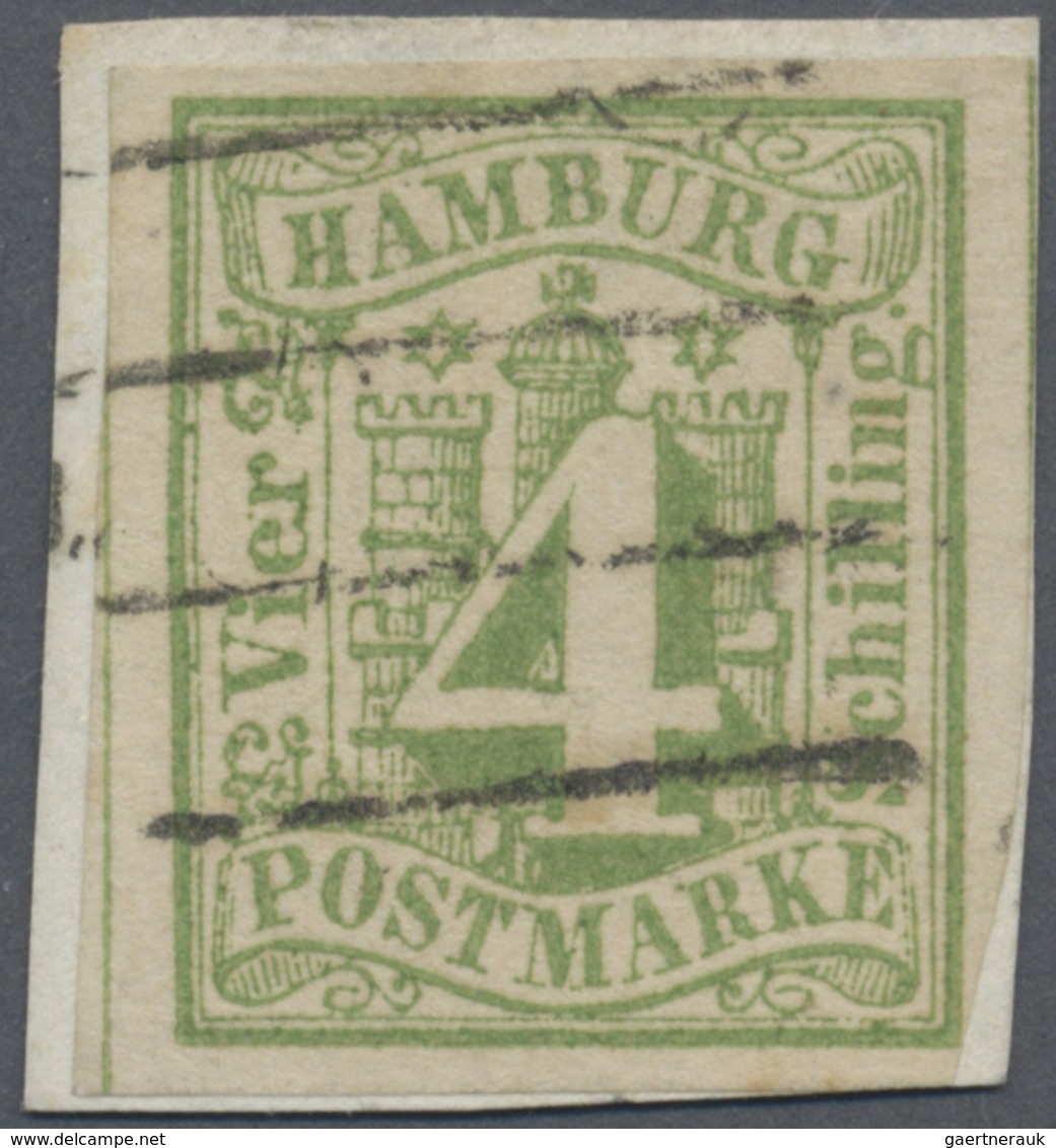 Brfst Hamburg - Marken Und Briefe: 1859, 4 Schill. Gelbgrün Auf Kabinettbriefstück, Lt. FA E.Mohrmann Von - Hambourg