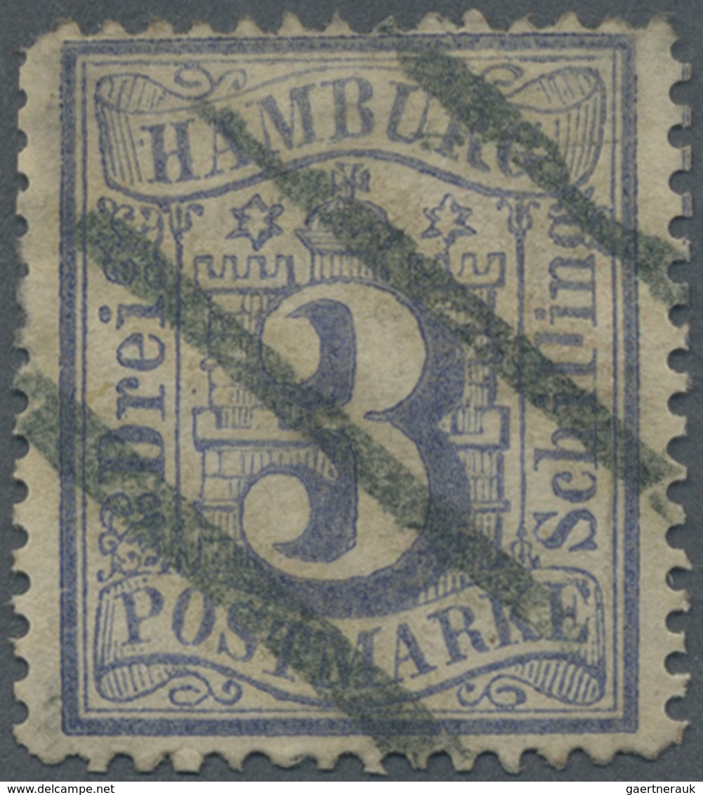 O Hamburg - Marken Und Briefe: 1864, 3 Schilling Dunkelultramarin Mit PLATTENFEHLER „zweites L In Schi - Hamburg