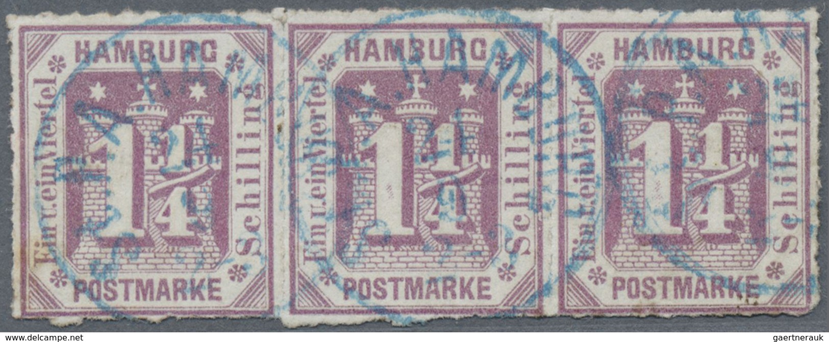 O Hamburg - Marken Und Briefe: 1866: 1 1/4 Sh, Waagerechter Dreierstreifen, Mittlere Marke Mit Beginne - Hamburg (Amburgo)