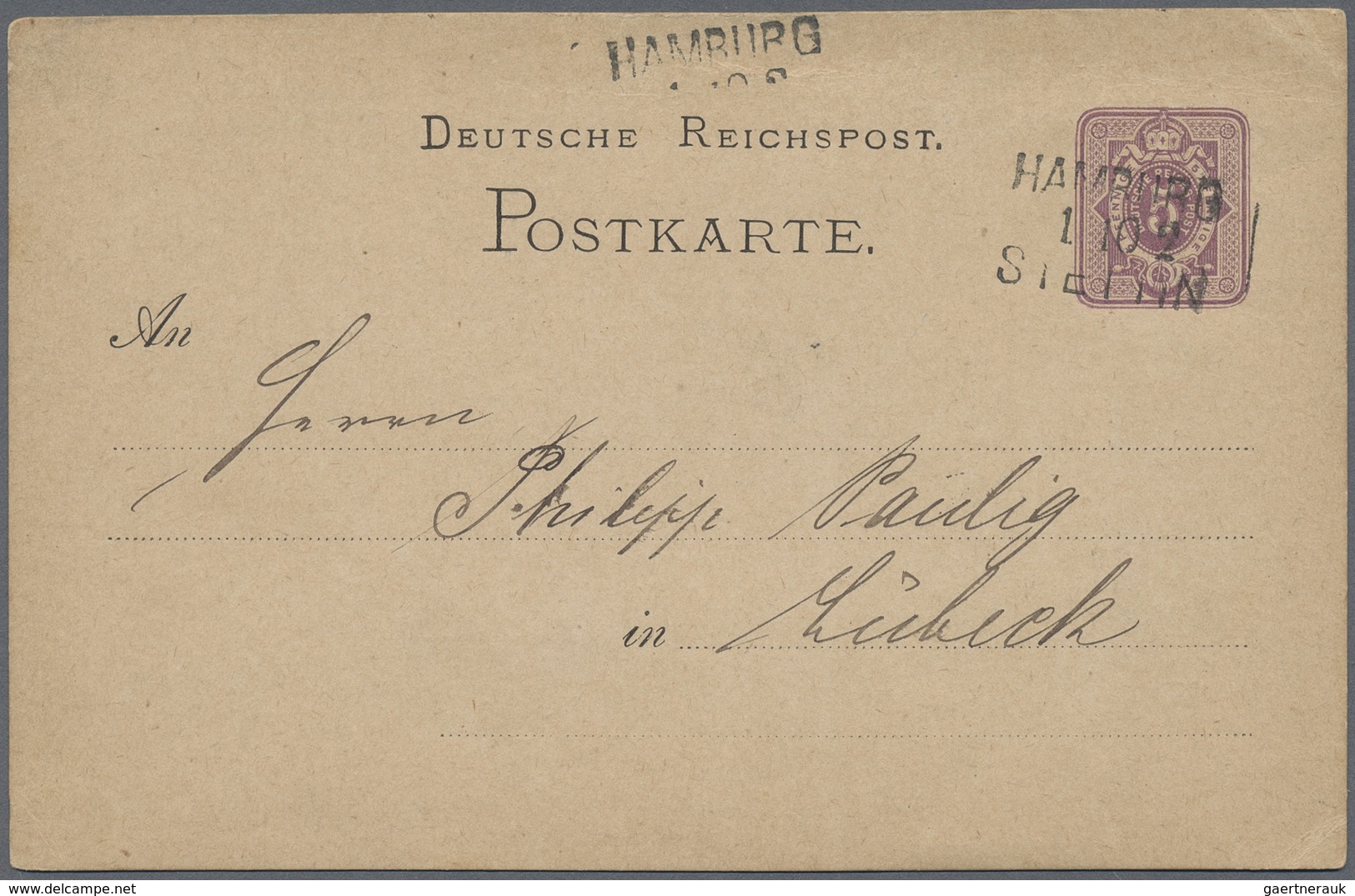 GA Hamburg - Stempel: 1873/1879, Sechs Ganzsachenkarten Je Mit L3 Bahnpoststempeln Und Verschiedenen Üb - Hamburg