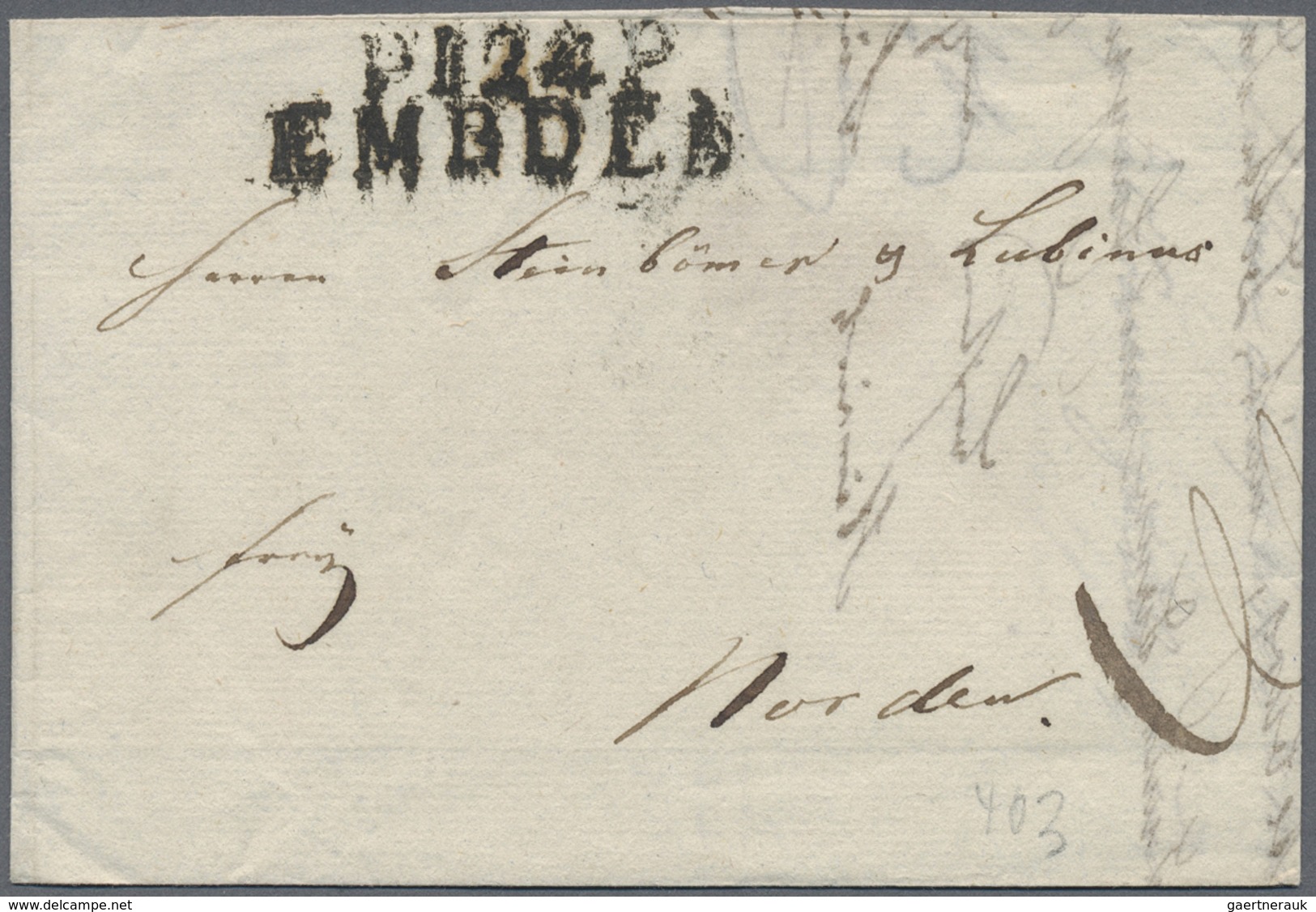 Br Hannover - Vorphilatelie: 1812/1828, EMDEN, 3 Vorphilatelistische Briefe Mit Verschiedenen Stempeln: - Prefilatelia