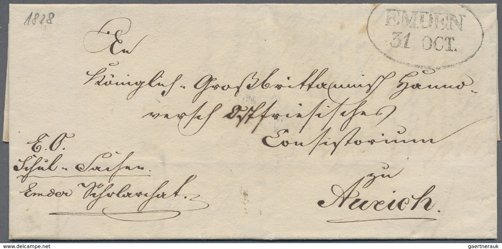 Br Hannover - Vorphilatelie: 1812/1828, EMDEN, 3 Vorphilatelistische Briefe Mit Verschiedenen Stempeln: - Vorphilatelie