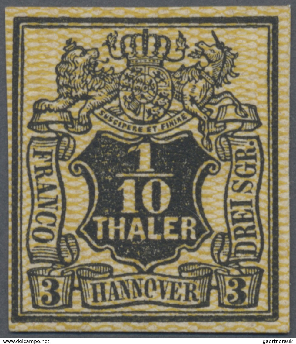 * Hannover - Marken Und Briefe: 1855, Wappen-Ausgabe 1/10 Thaler Engmaschiger Netz-Unterdruck Probedru - Hanovre