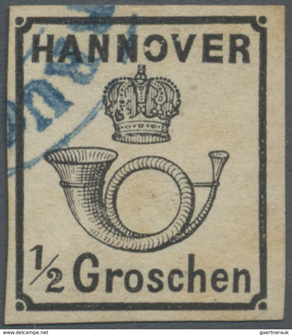 O Hannover - Marken Und Briefe: 1860,  1/2 Gr. Schwarz, Weiße Gummierung, Breitrandiges Farbfrisches K - Hannover