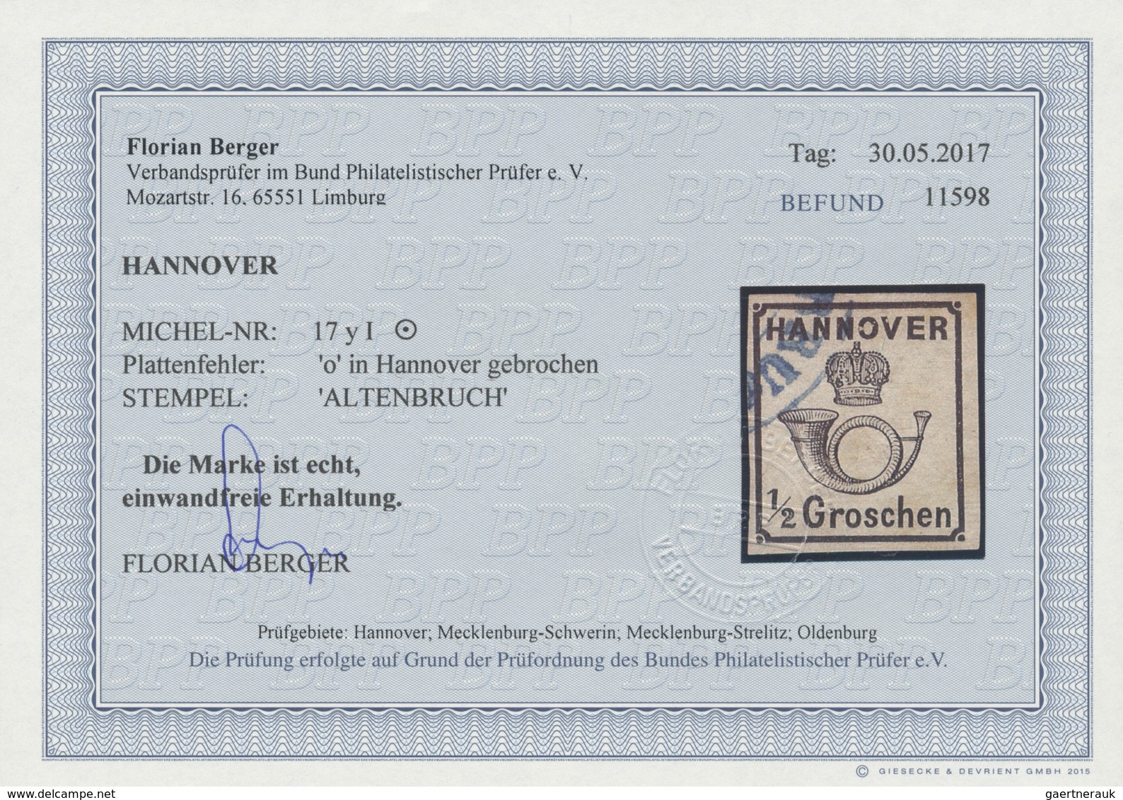 O Hannover - Marken Und Briefe: 1860,  1/2 Gr. Schwarz, Weiße Gummierung, Breitrandiges Farbfrisches K - Hanovre