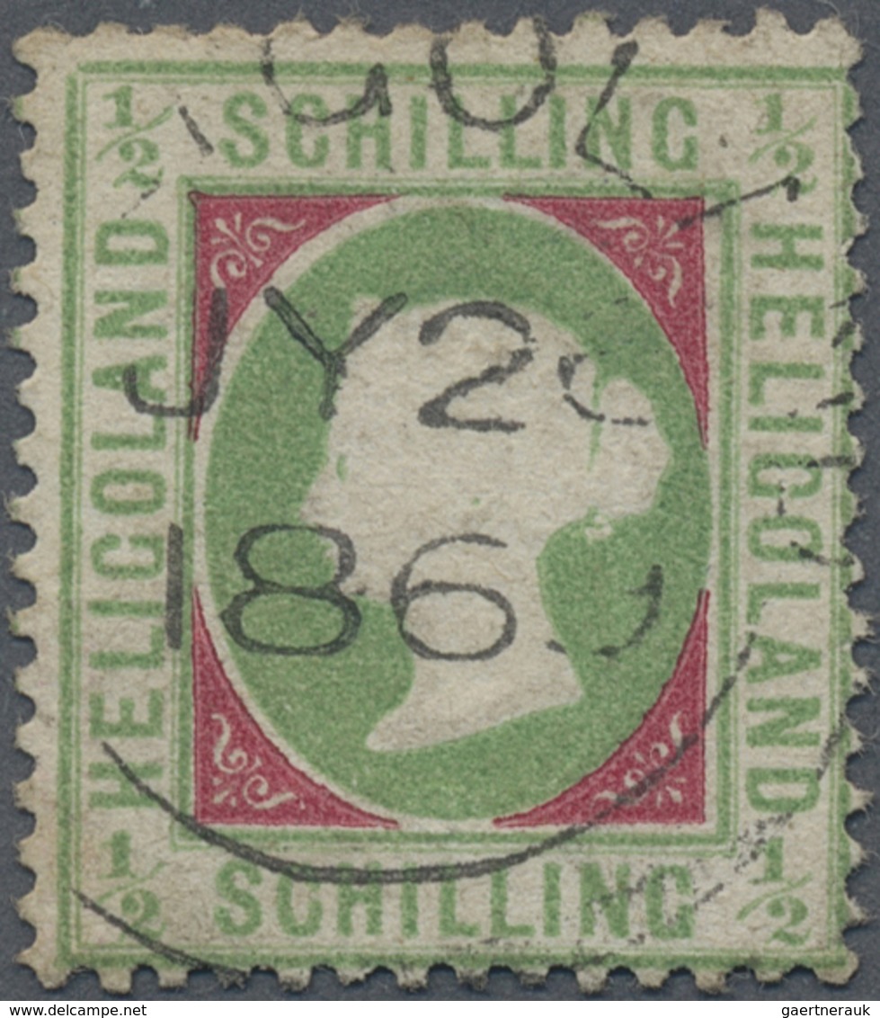 O Helgoland - Marken Und Briefe: 1/2 S Blaugrün/dunkelkarmin Gestempelt "HELGOLAND JY 26 1869". EXTREM - Helgoland