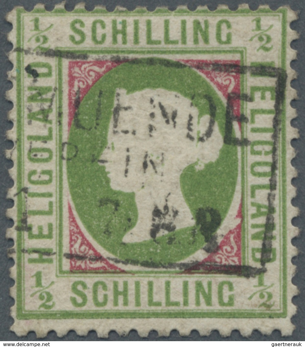 O Helgoland - Marken Und Briefe: 1871, ½ S Grünoliv/karminrot Viktoria, Entwertet Mit Gutem Ra „GEESTE - Helgoland