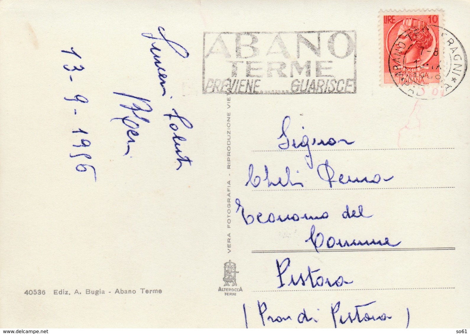 7581.   Colli Euganei - Teolo - Panorama Verso Monte Venda 1956 Per Economo Comune Pistoia - Altri & Non Classificati