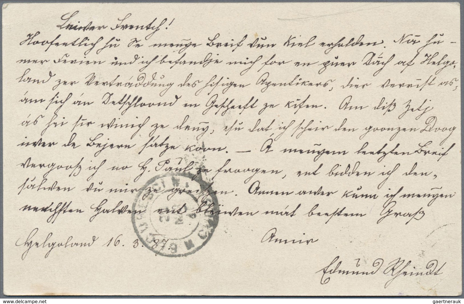 GA Helgoland - Ganzsachen: 1879, Ga-Karte 5 F / 10 Pf. Mit Inschrift Oben Gelaufen Von "HELIGOLAND MR 1 - Héligoland