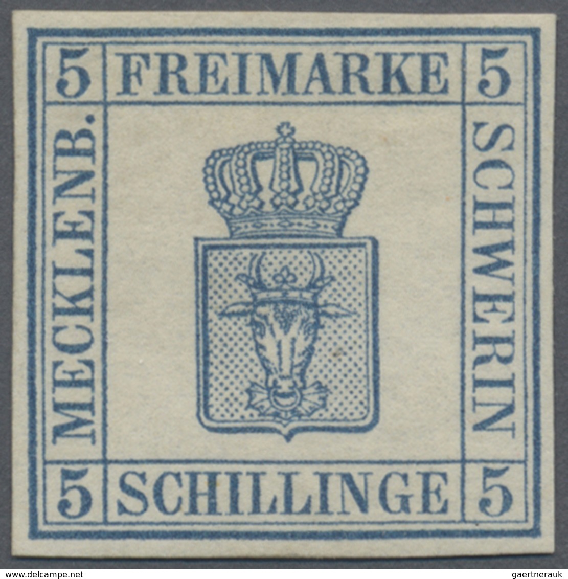 (*) Mecklenburg-Schwerin - Marken Und Briefe: 1856, Freimarke 5 Schilling Blau, Farbfrisch Und Allseits - Mecklenbourg-Schwerin