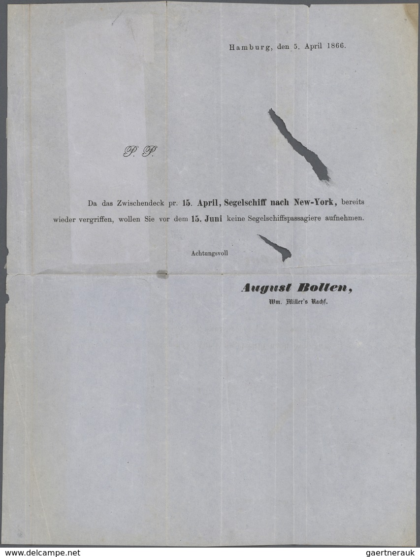 Br Mecklenburg-Schwerin - Marken Und Briefe: 1866, Drucksache Bzgl. Schiffspassagen In Die USA, Mit Adr - Mecklenbourg-Schwerin