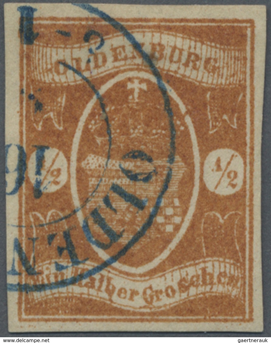 O Oldenburg - Marken Und Briefe: 1859, ½ Gr. Orangebraun, Vorzügliches Stück, Allseits Vollrandig Mit - Oldenburg