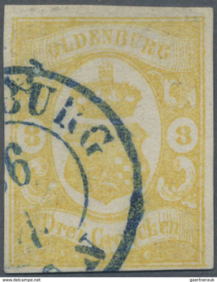 O Oldenburg - Marken Und Briefe: 1861, 3 Gr. Graugelb, Farbfrisch Und Allseits Breitrandiges Kabinett- - Oldenbourg