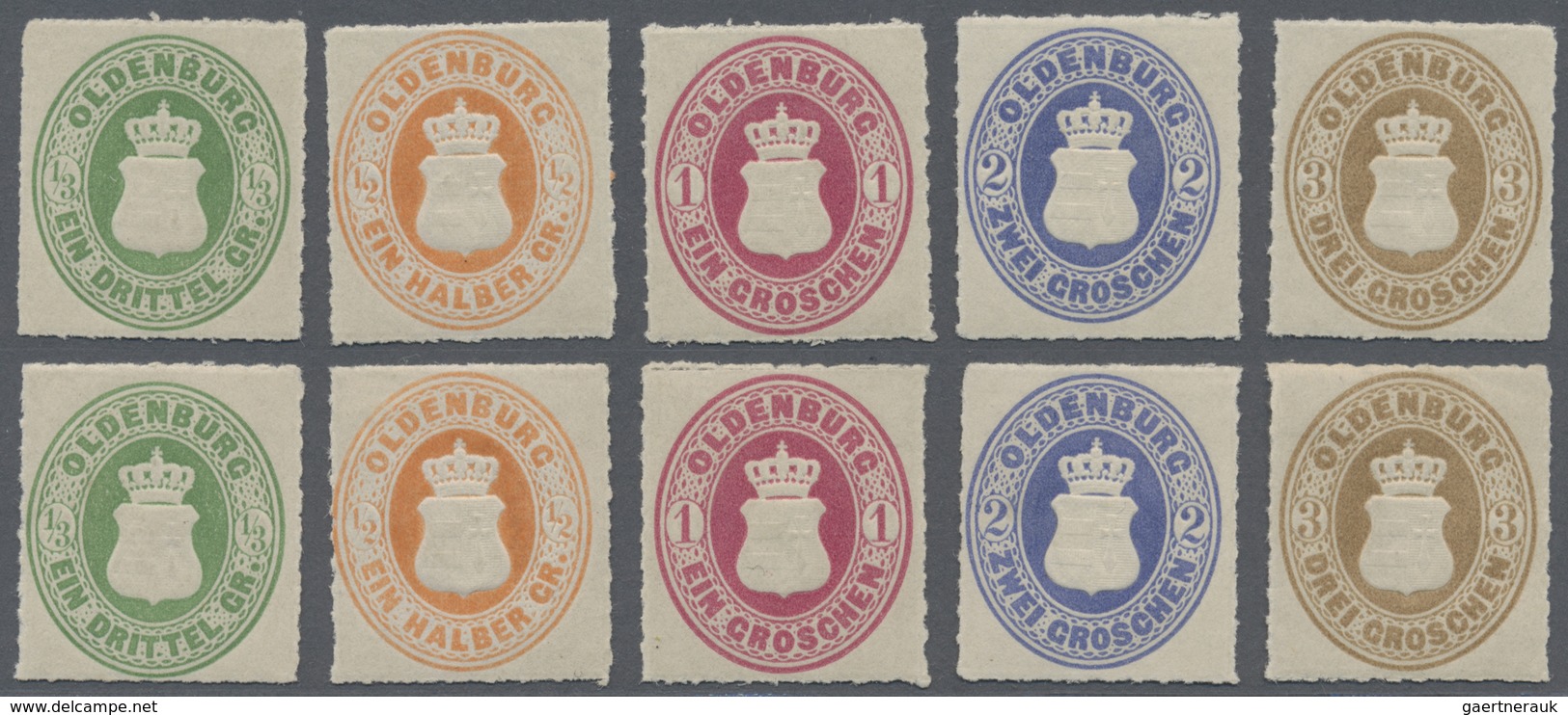 ** Oldenburg - Marken Und Briefe: 1862, Oldenburgisches Wappen 1/3 Bis 3 Groschen Je Postfrisch In Beid - Oldenbourg