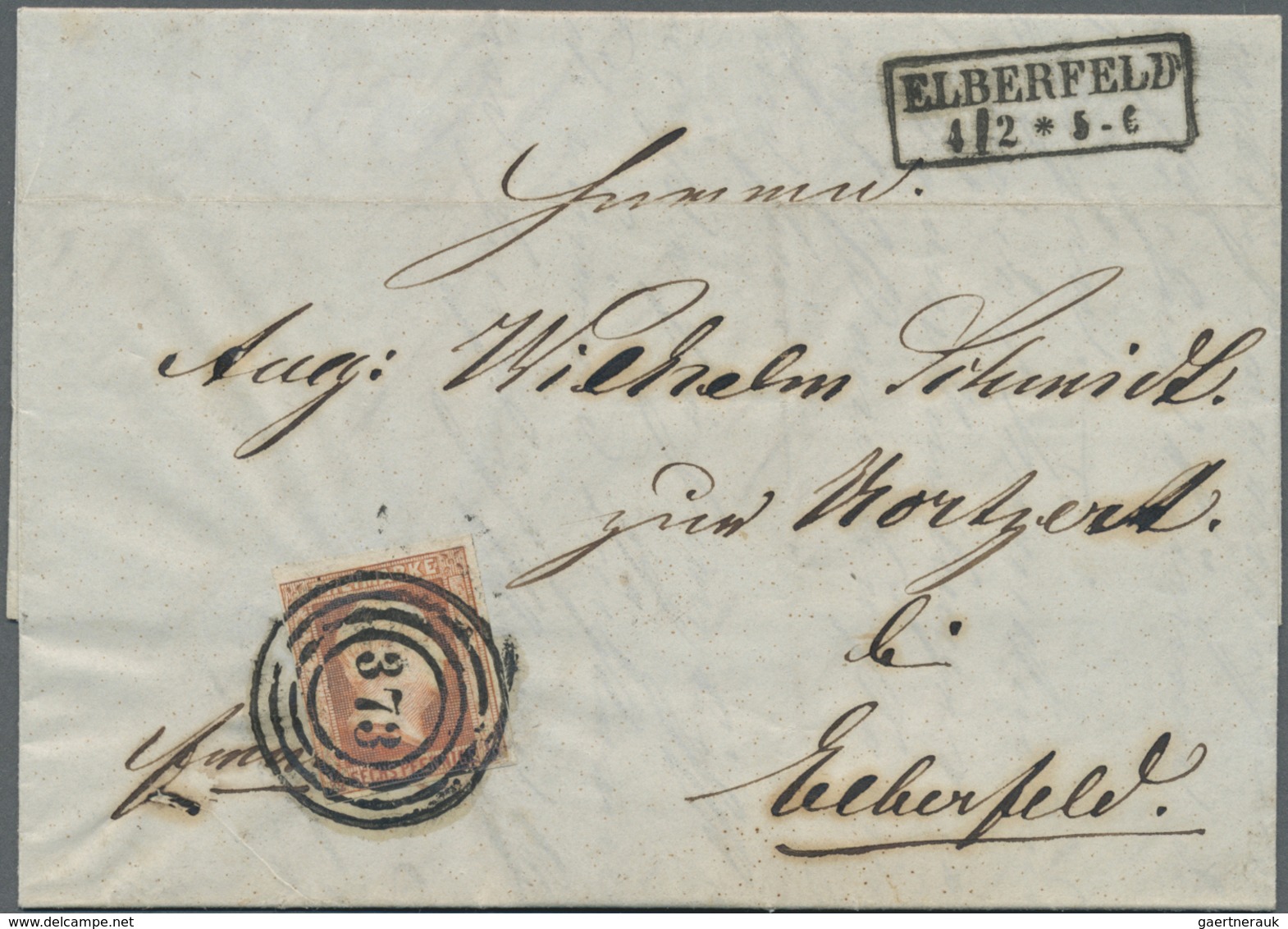 Br Preußen - Marken Und Briefe: 1850, ½ Sgr. Lebhaftorange Allseits Vollrandig Mit Nr.-St. "343" Und Ne - Autres & Non Classés