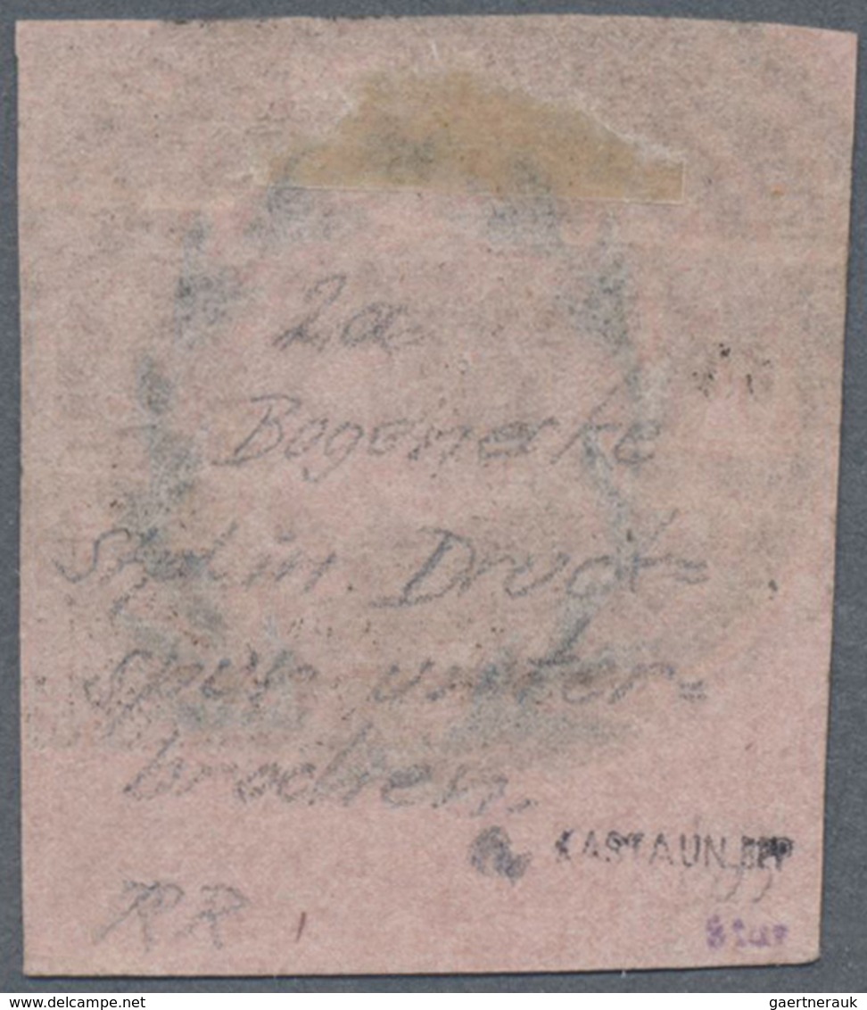 O Preußen - Marken Und Briefe: 1850: 1 Sgr Schwarz Auf Rosa, Linke Untere Bogenecke (6-7 Mm), Waag. Bu - Sonstige & Ohne Zuordnung