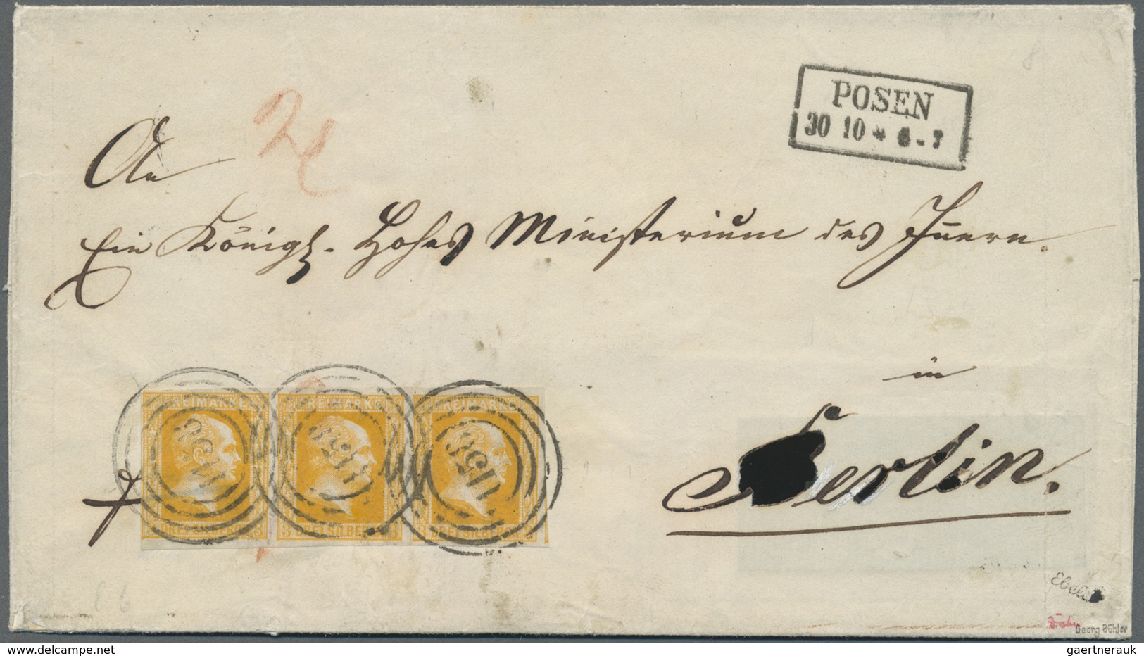 Br Preußen - Marken Und Briefe: 1857, 3 Sgr. Gelborange Auf Dünnem Papaier, Allseits Knapp- Bis Breitra - Sonstige & Ohne Zuordnung