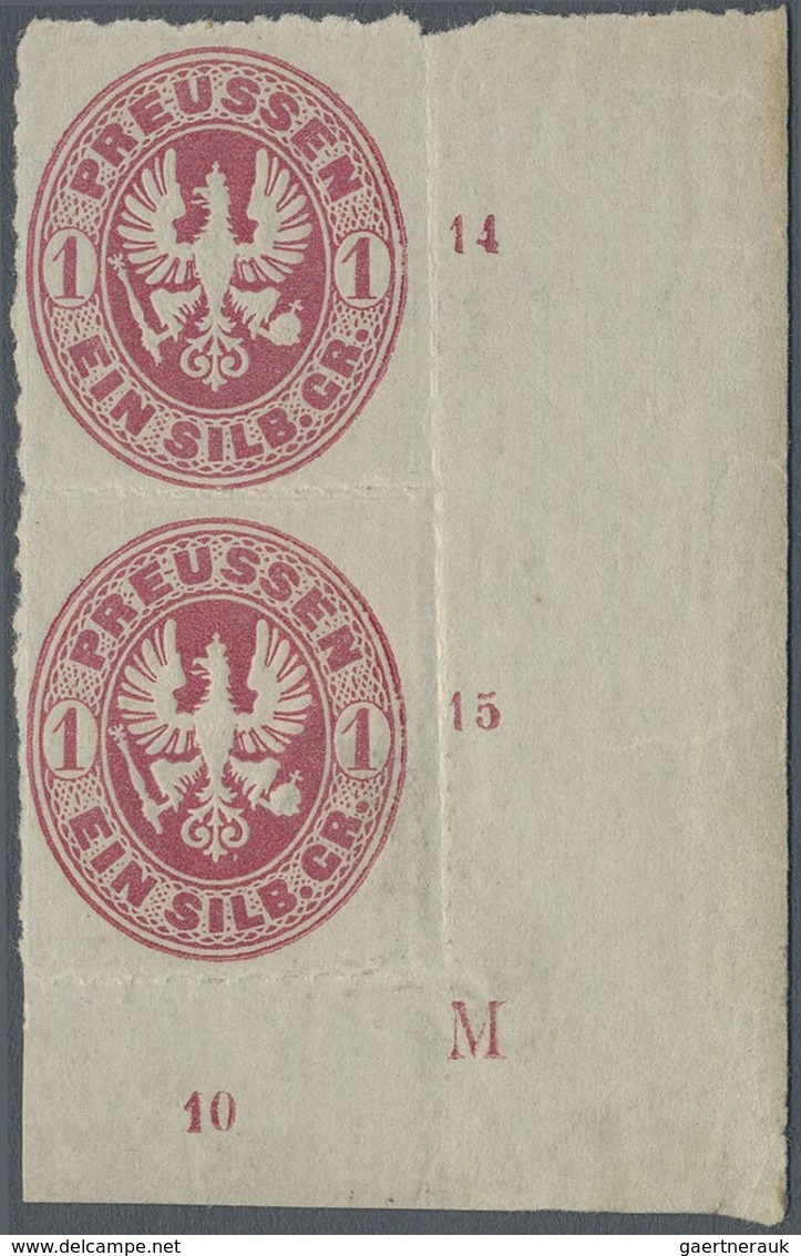 (*) Preußen - Marken Und Briefe: 1861, 1 Sgr. Wappen Im Senkrechten Paar Aus Der Rechten Unteren Bogenec - Sonstige & Ohne Zuordnung