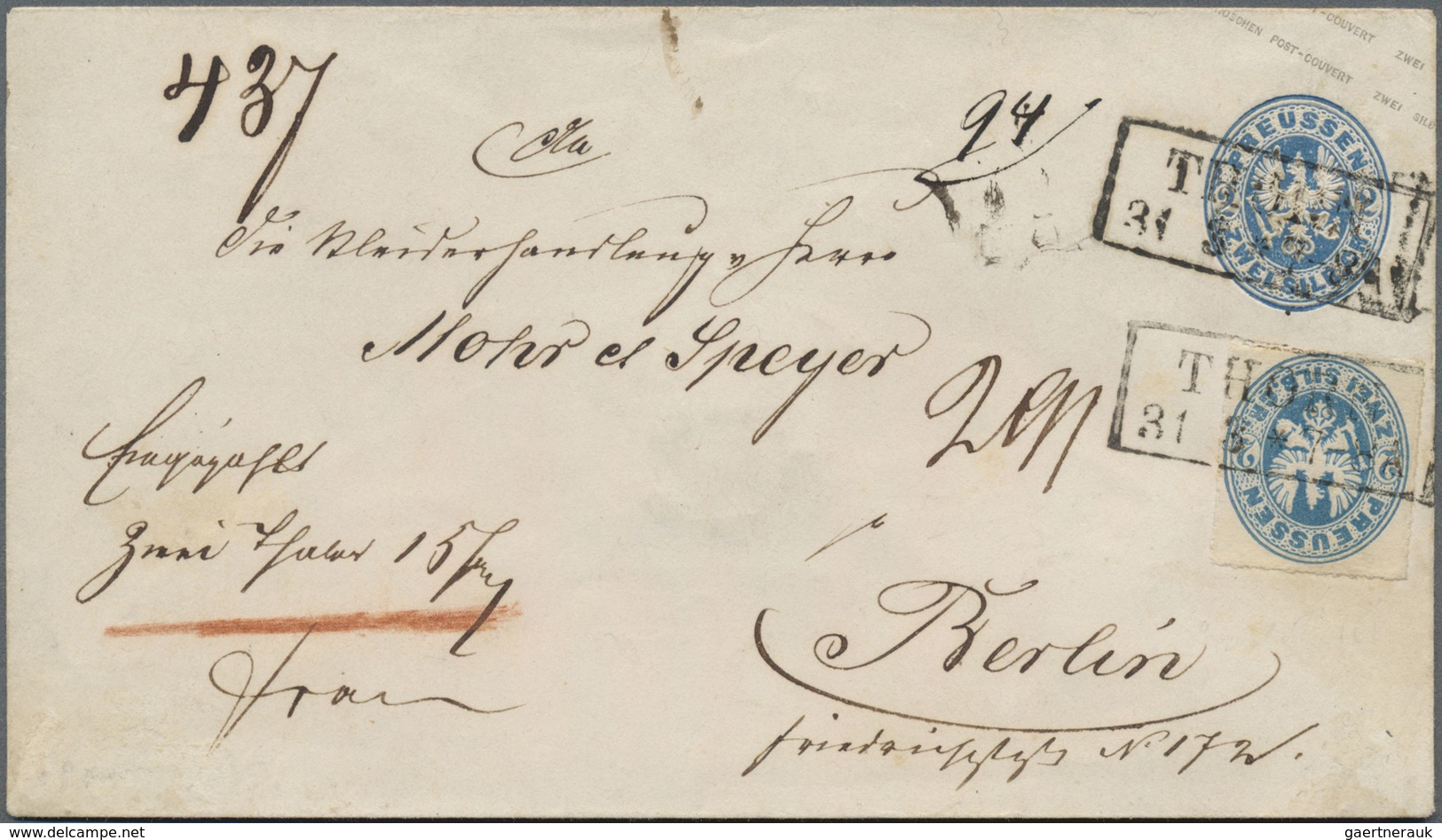 GA Preußen - Marken Und Briefe: 1861: 2 SGr Preußischblau Auf Ganzsachenumschlag 2 Sgr Preußischblau Al - Sonstige & Ohne Zuordnung