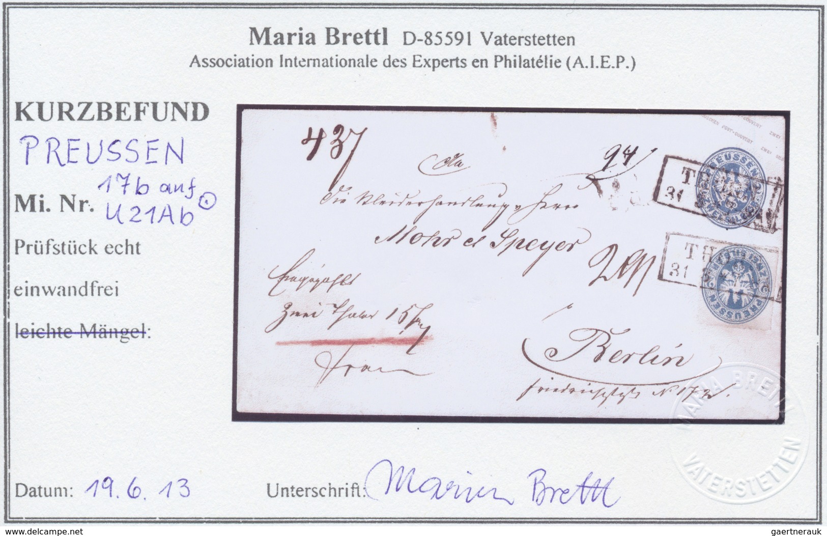 GA Preußen - Marken Und Briefe: 1861: 2 SGr Preußischblau Auf Ganzsachenumschlag 2 Sgr Preußischblau Al - Sonstige & Ohne Zuordnung