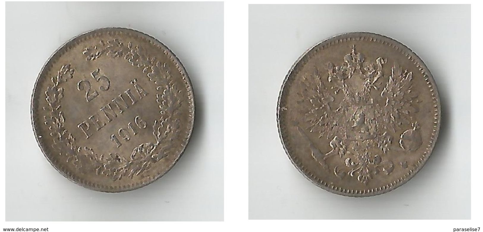 FINLANDE  25  PENNIA 1916  ARGENT - Finnland