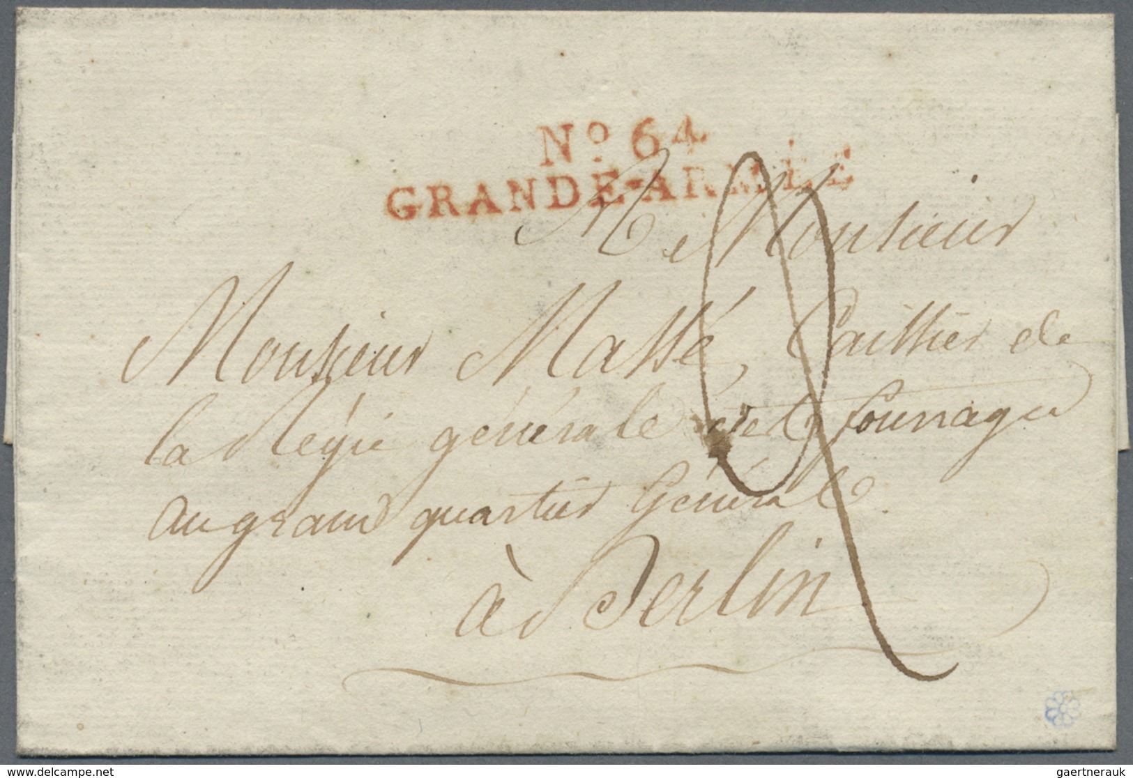 Br Preußen - Französische Armeepost: 1807, "No.65 GRANDE-ARMÉE", Roter L2 Klar Auf Briefhülle Mit Tax-V - Vorphilatelie