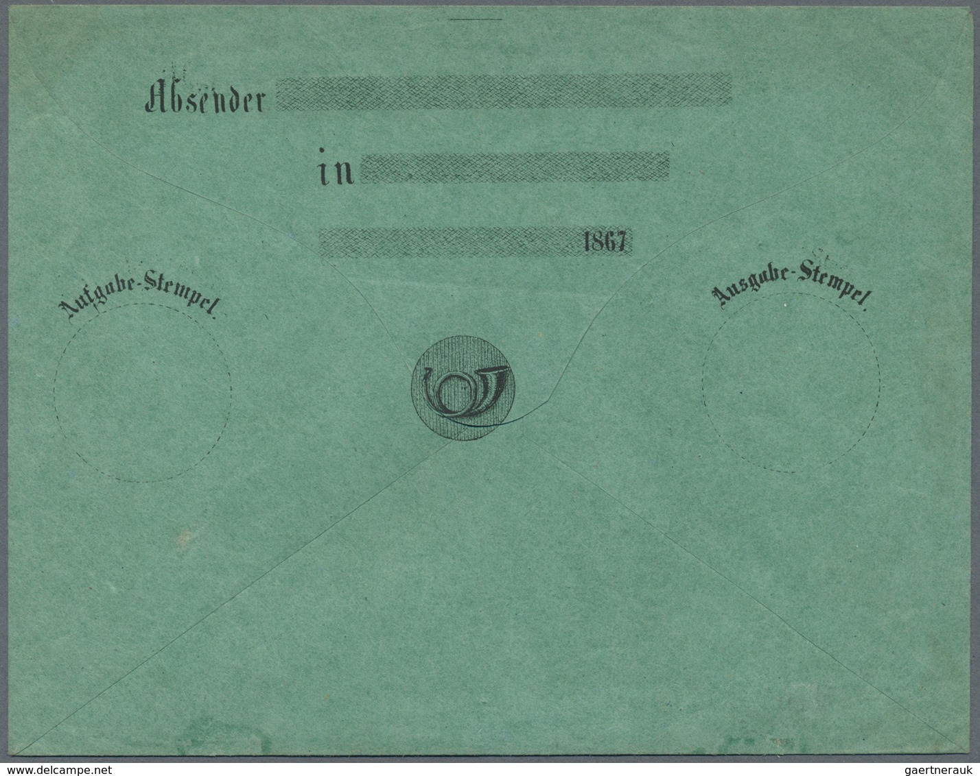 Br Preußen - Besonderheiten: 1867, Ungebrauchter Grüner Vordruck-Umschlag Mit Vs. Adressvordruck "Herrn - Autres & Non Classés