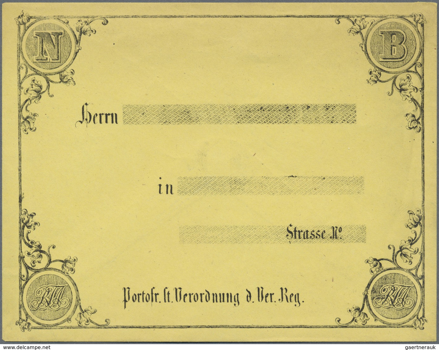 Br Preußen - Besonderheiten: 1867, Ungebrauchter Gelber Vordruck-Umschlag Mit Vs. Adressvordruck, In De - Other & Unclassified