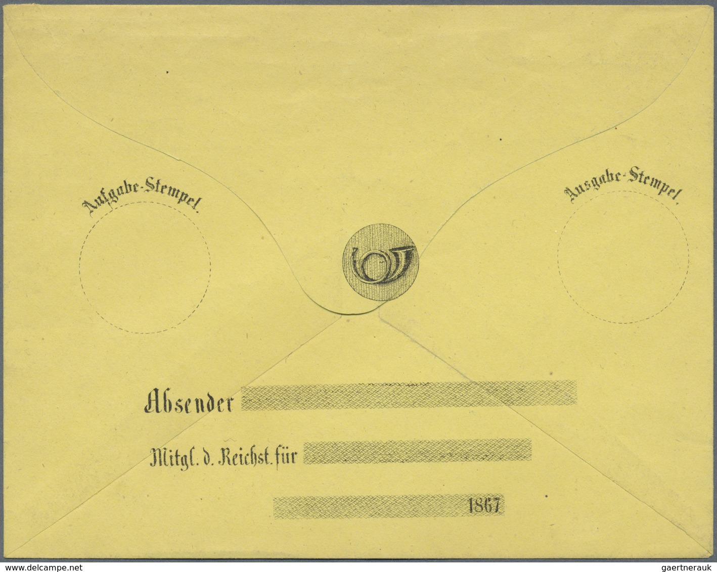 Br Preußen - Besonderheiten: 1867, Ungebrauchter Gelber Vordruck-Umschlag Mit Vs. Adressvordruck, In De - Autres & Non Classés