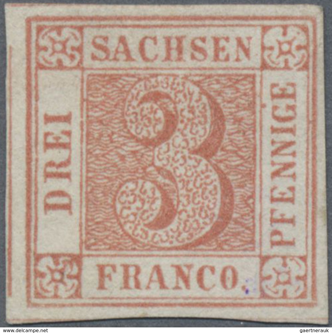 (*) Sachsen - Marken Und Briefe: 1850, "Sachsen Dreier", 3 Kreuzer Lebhaftrot, In Type V/12 Ungebraucht - Saxe