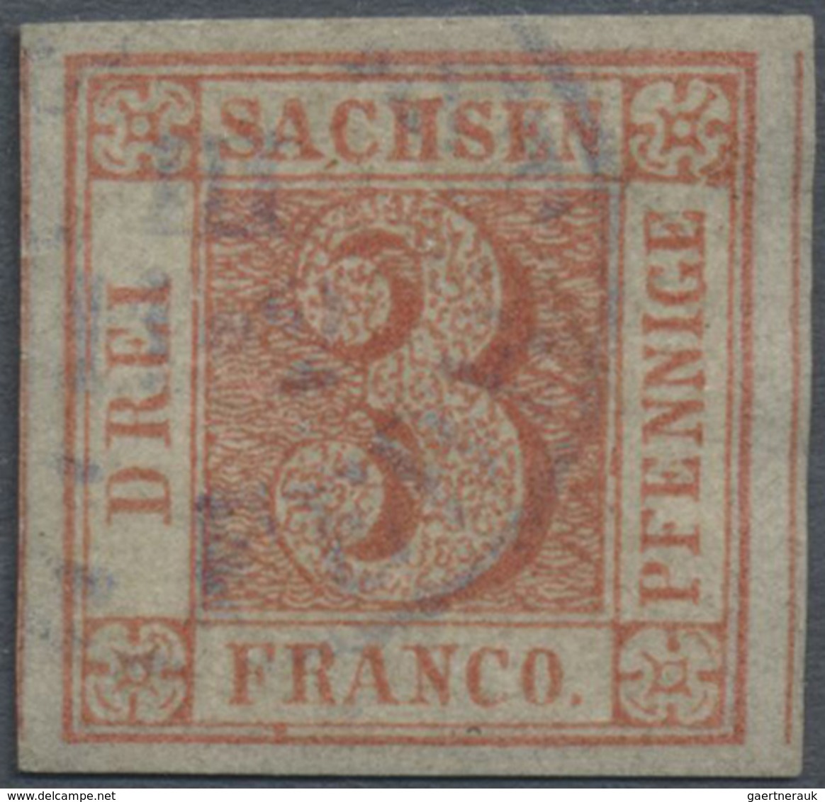 O Sachsen - Marken Und Briefe: 1850, "SACHSEN DREIER" 3 Pfennig Rot, Farbfrisch Und Allseits Breitrand - Sachsen