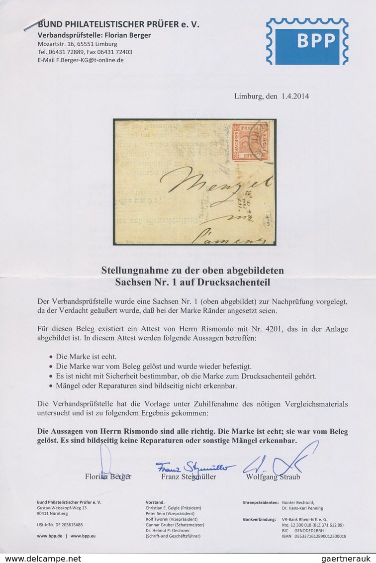 Br Sachsen - Marken Und Briefe: 1850, Sachsendreier Ohne Erkennbare Mängel Oder Reperaturen Auf Streifb - Saxe