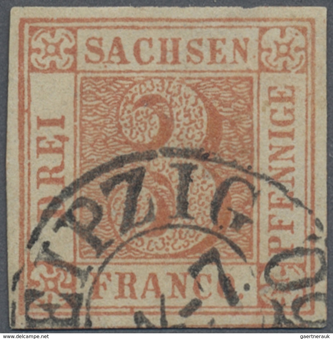 O Sachsen - Marken Und Briefe: 1850, 3 Pfg. In Der Seltensten, Orangeroten Farbe, Platte III, Type 13, - Saxe