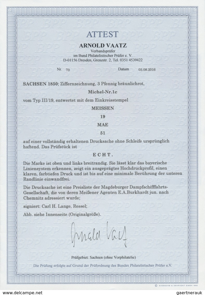 Br Sachsen - Marken Und Briefe: 1850: 3 Pfg Bräunlichrot, Type III/19, 3 Seiten Voll Bis Breitrandig Mi - Sachsen