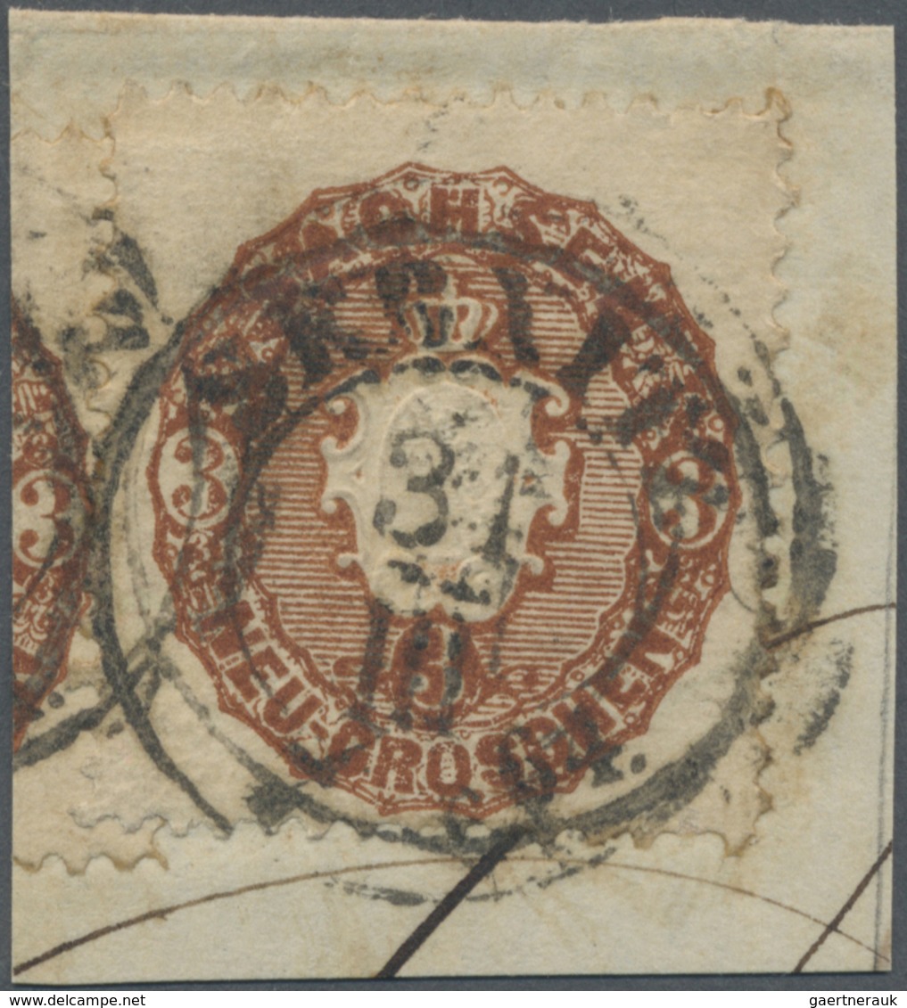 Brfst Sachsen - Marken Und Briefe: 1864, 3 Ngr Wappen Lebhaftrotbraun, Gestempelt Mit Zweikreisstempel Auf - Saxe