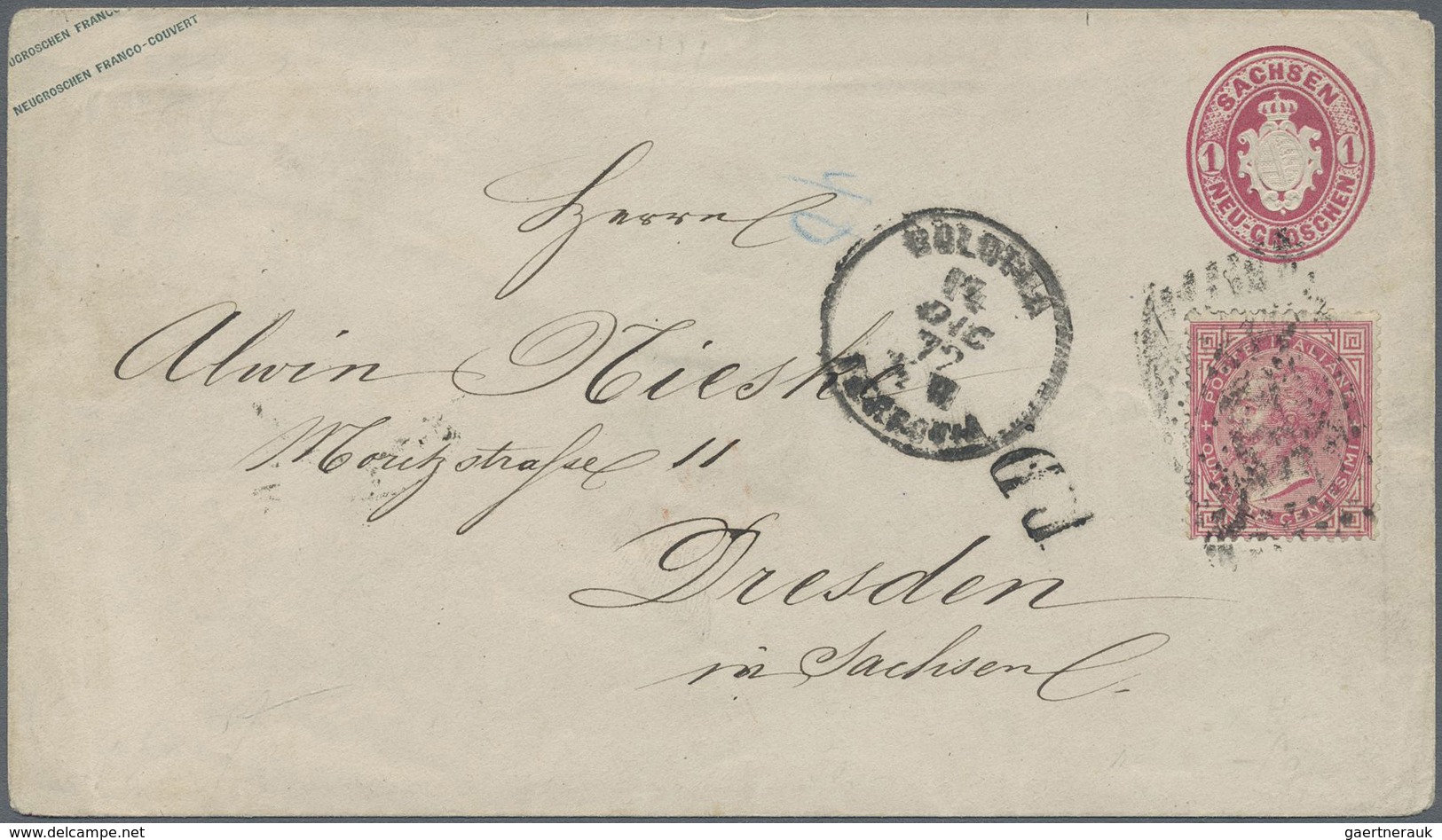 GA Sachsen - Ganzsachen: 1863-65 1 Ngr Ganzsachen Umschlag Von Sachsen Von Einem Frühen Philatelisten M - Sachsen