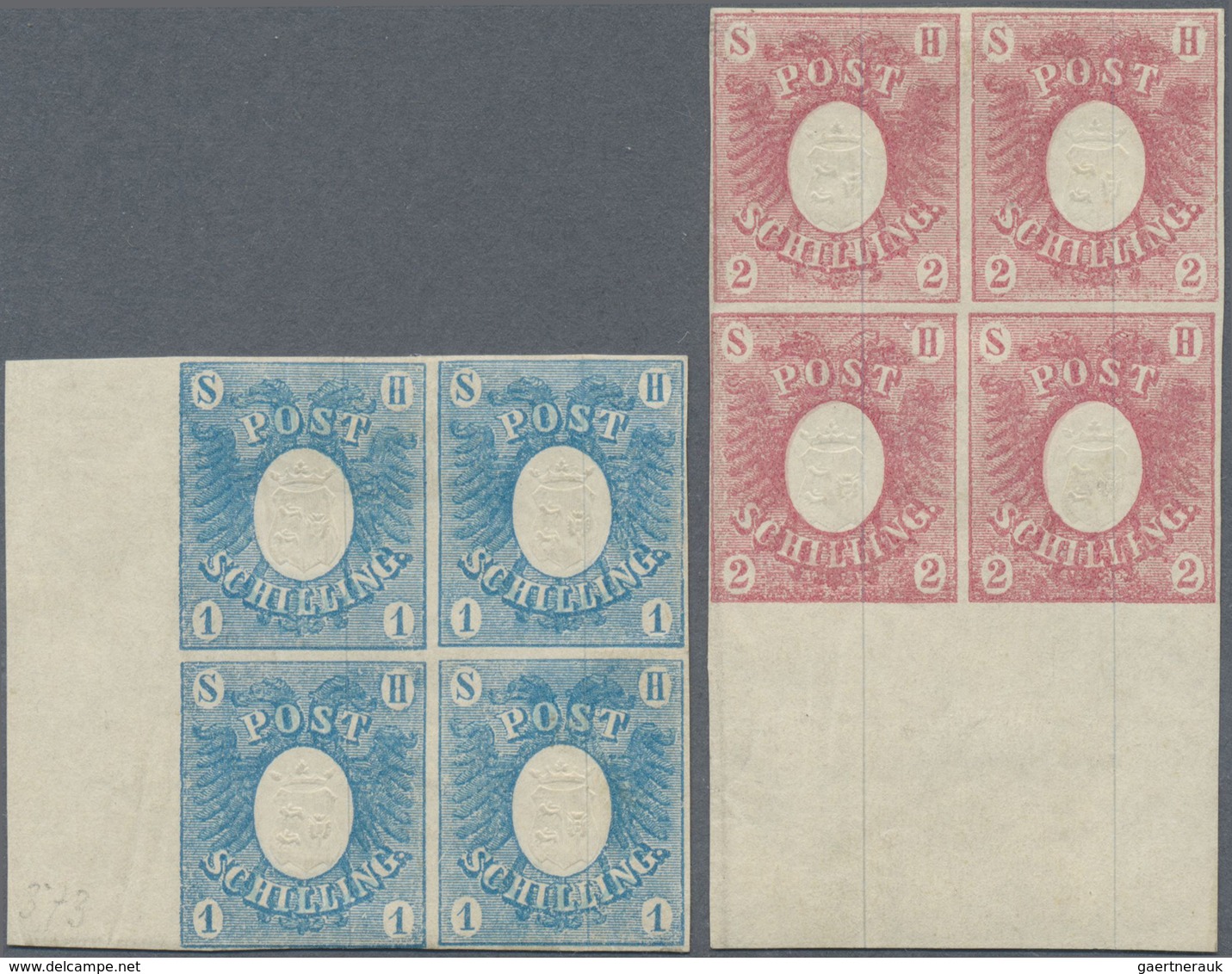 */ Schleswig-Holstein - Marken Und Briefe: 1850, Adler Mit Wappen 1 S. Blau Und 2 S. Rosa, Jeweils Im U - Sonstige & Ohne Zuordnung
