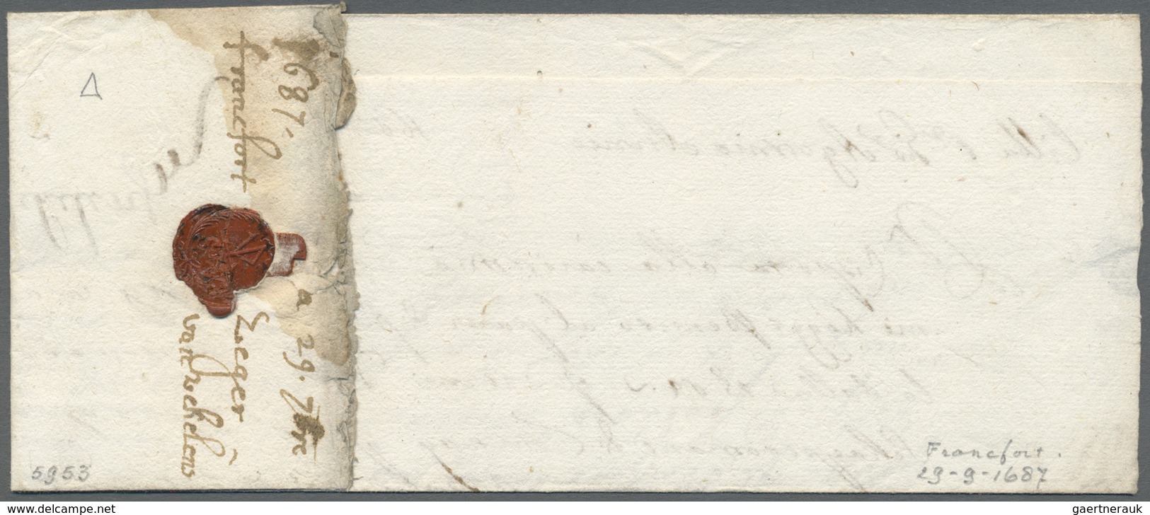 Br Thurn & Taxis - Vorphilatelie: 1687, Faltbrief Mit Handschriftlichem Herkunftsvermerk "D'Allemagne", - Prefilatelia