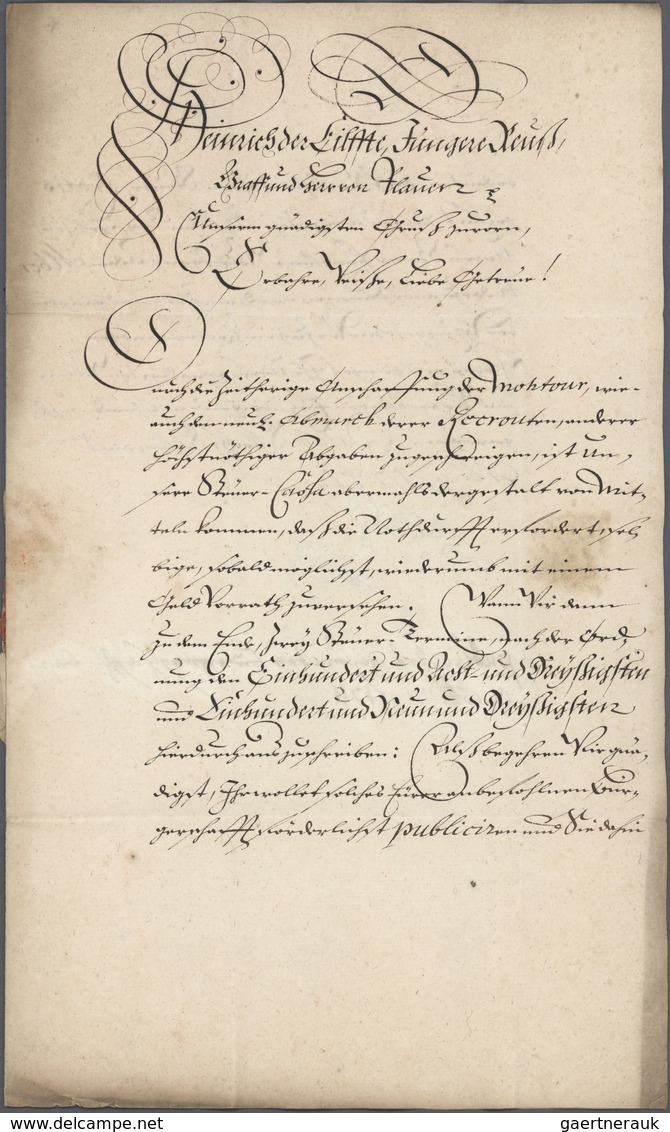 Br Thurn & Taxis - Vorphilatelie: 1711, Schleiz, Vollständiger Schnörkelbrief Mit Eigener Unterschrift - Préphilatélie