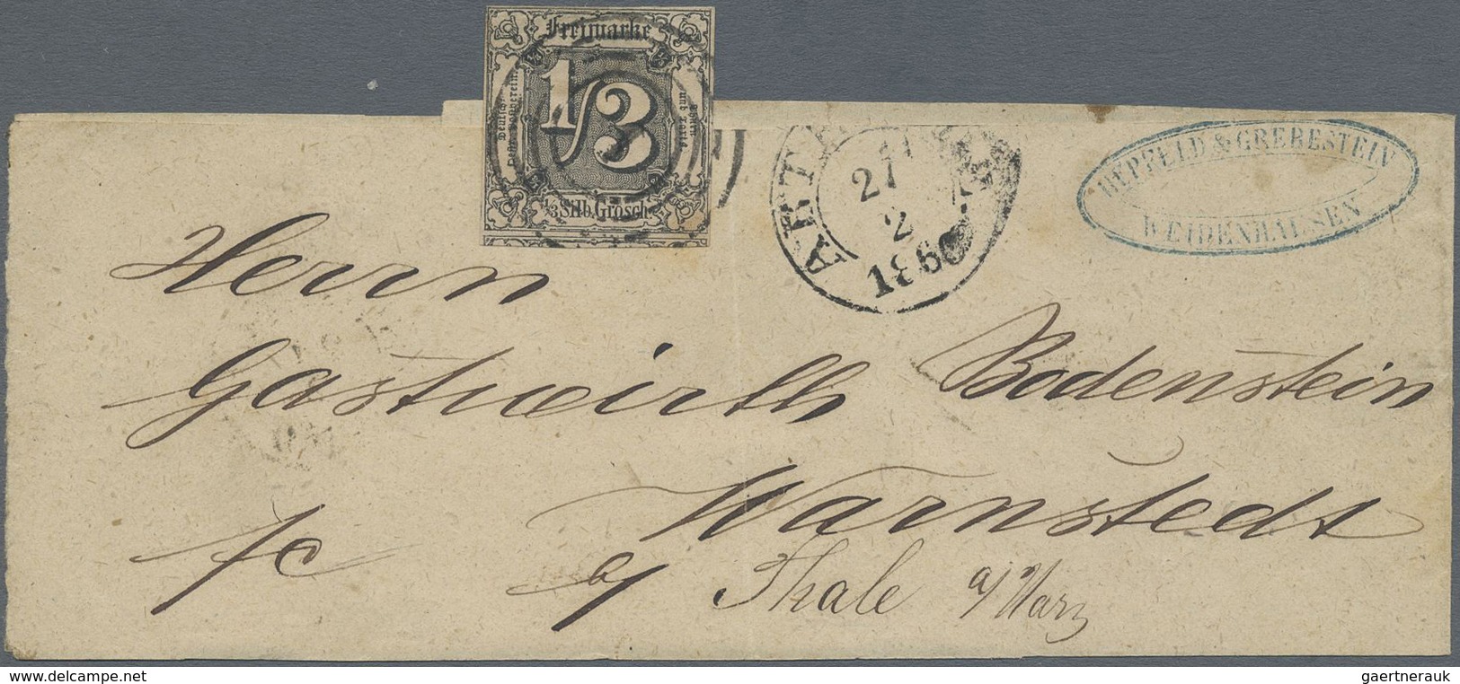 Br Thurn & Taxis - Marken Und Briefe: 1858, 1/3 Sgr. Schwarz Auf Graubraun, Allseits Voll- Bis überrand - Sonstige & Ohne Zuordnung