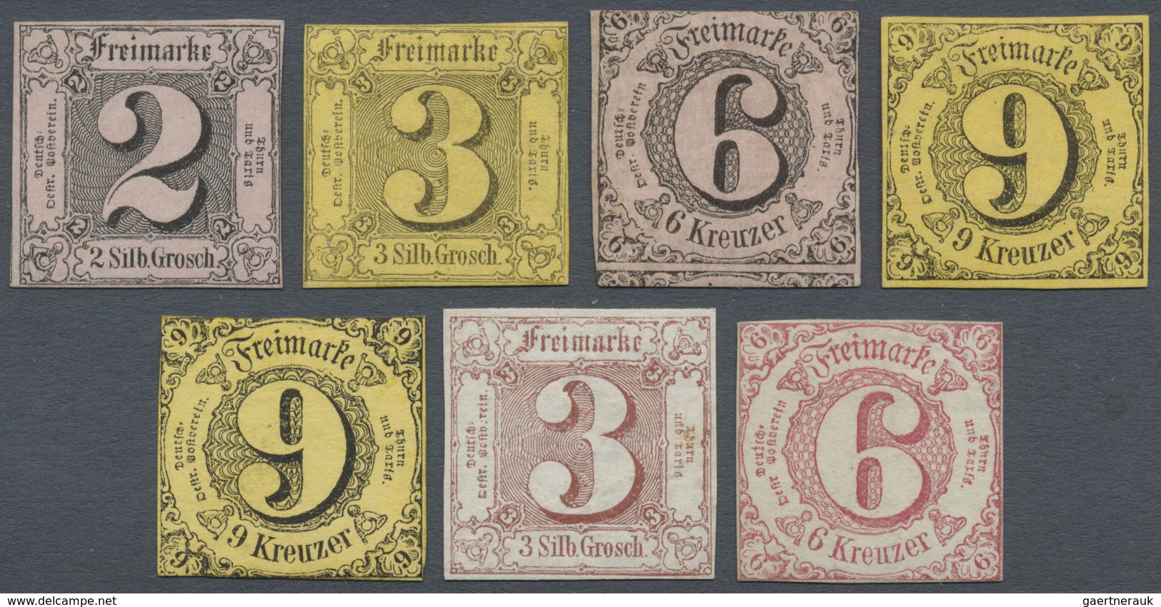 */(*) Thurn & Taxis - Marken Und Briefe: 1852/1860, 6 Werte Ungebraucht (Mi.Nrn. 5b, 6a, 9aIA, 10aII, 10bI - Autres & Non Classés