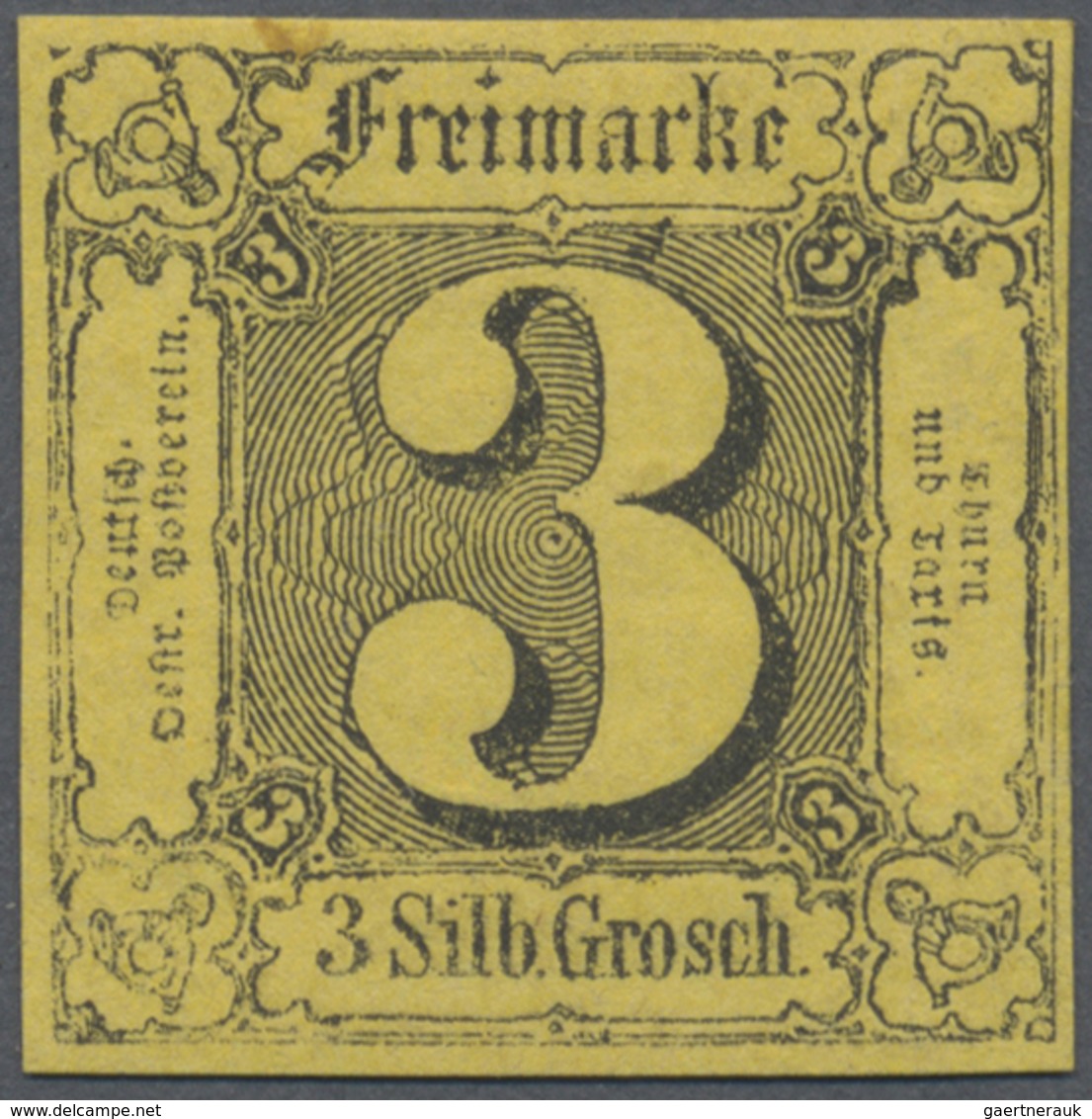 (*) Thurn & Taxis - Marken Und Briefe: 1852, 3 Sgr. Schwarz Auf Hellbraungelb, Ungebraucht Mit Originalg - Sonstige & Ohne Zuordnung